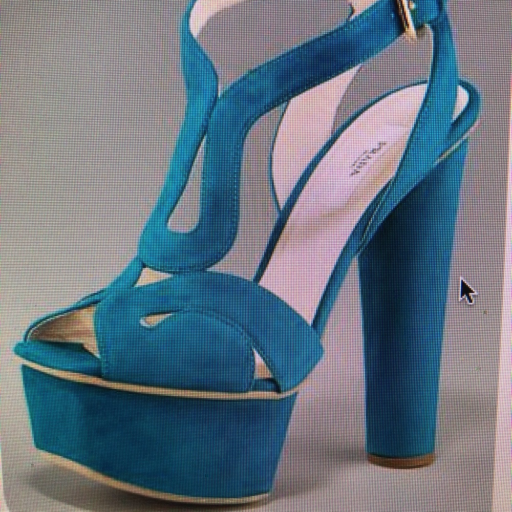 Prada knock offs, turquoise suede platform sandals - Picture 7 of 7